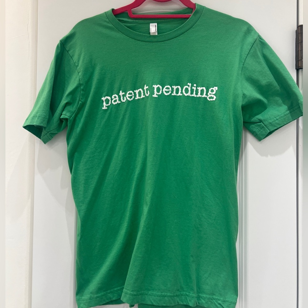 American Apparel Green Tee with Fun 'Patent Pending' Print — 100% Cotton!